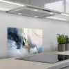 Blauw - Modern - Marmer - Abstract - Goud keuken achterwand spatscherm klein -3d_schuin