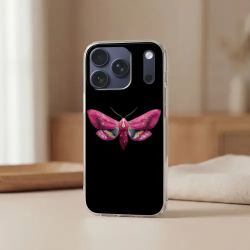 Vlinder - Roze - Nachtvlinder Telefoonhoesje iPhone 17 Pro klein -sfeer2