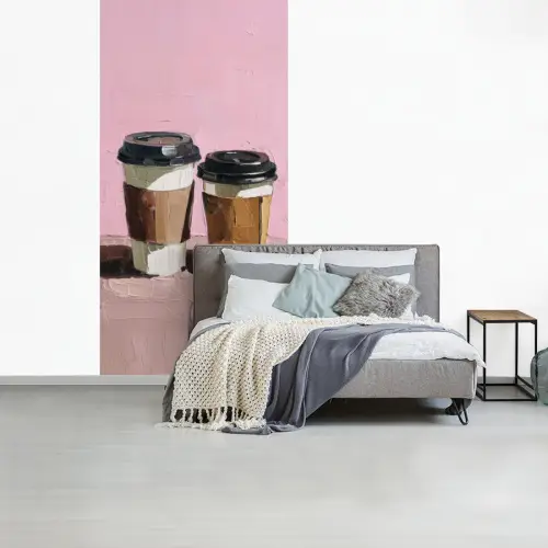 Koffiebekers - Deksel - Verf - Textuur fotobehang vinyl groot -slaapkamer