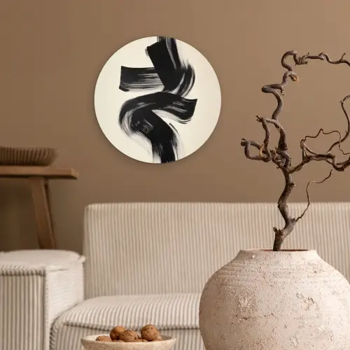 Strepen - Zwart - Abstract Wandcirkel plexiglas klein -sfeer1