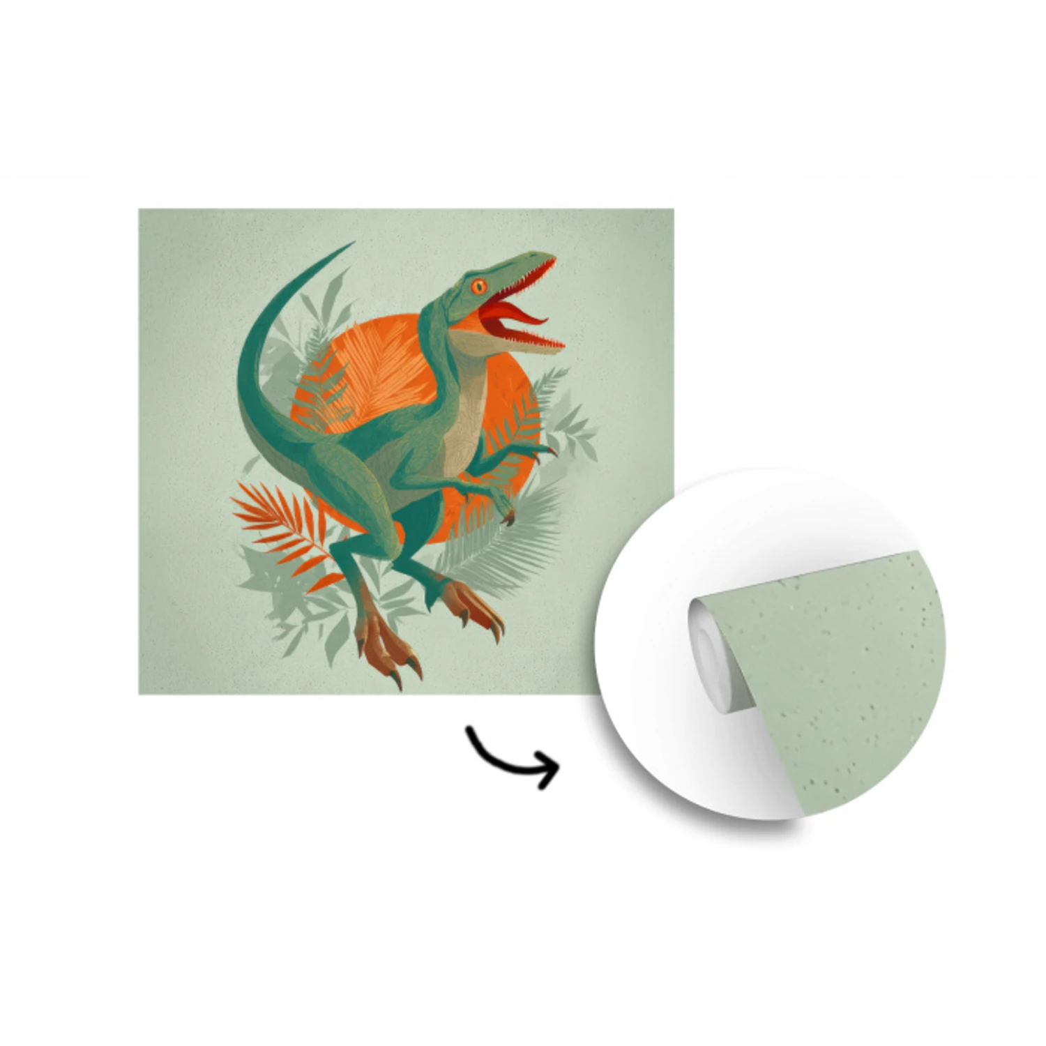 Dino - Bladeren - Grafisch - Groen fotobehang vinyl groot -3d