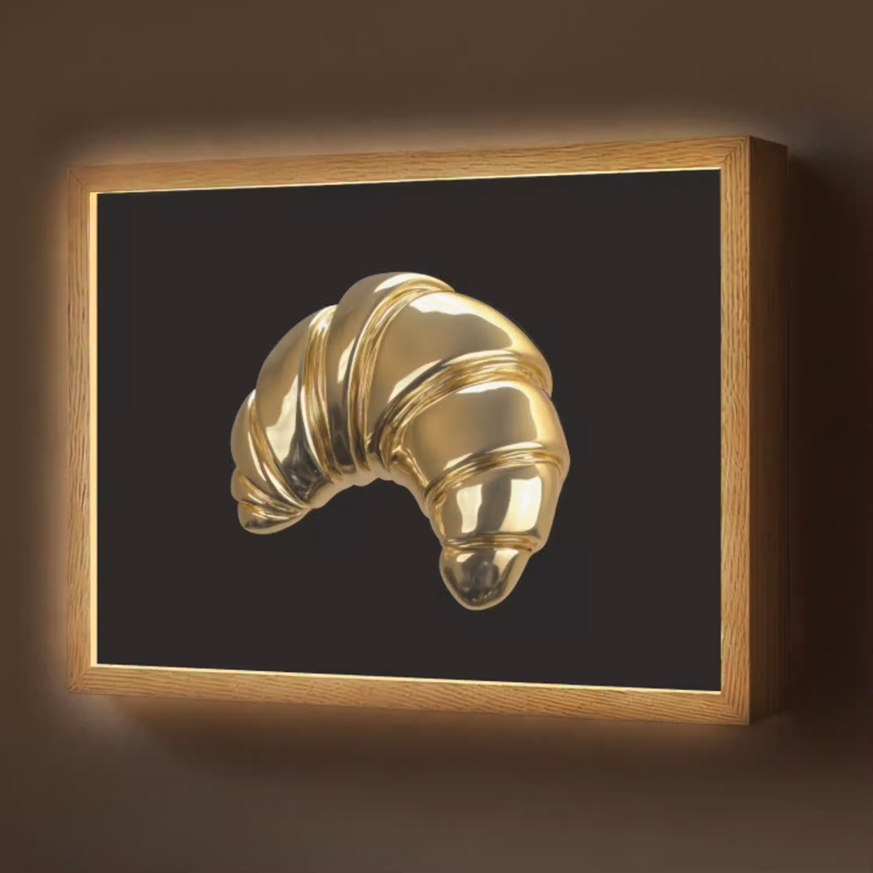 Croissant - Brood - Goud - Zwart Light Box met batterij (Wandlamp) middel -z3d_website