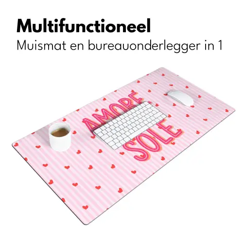Amore vita sole - Roze - Hartjes Muismat XXL klein -sfeer4