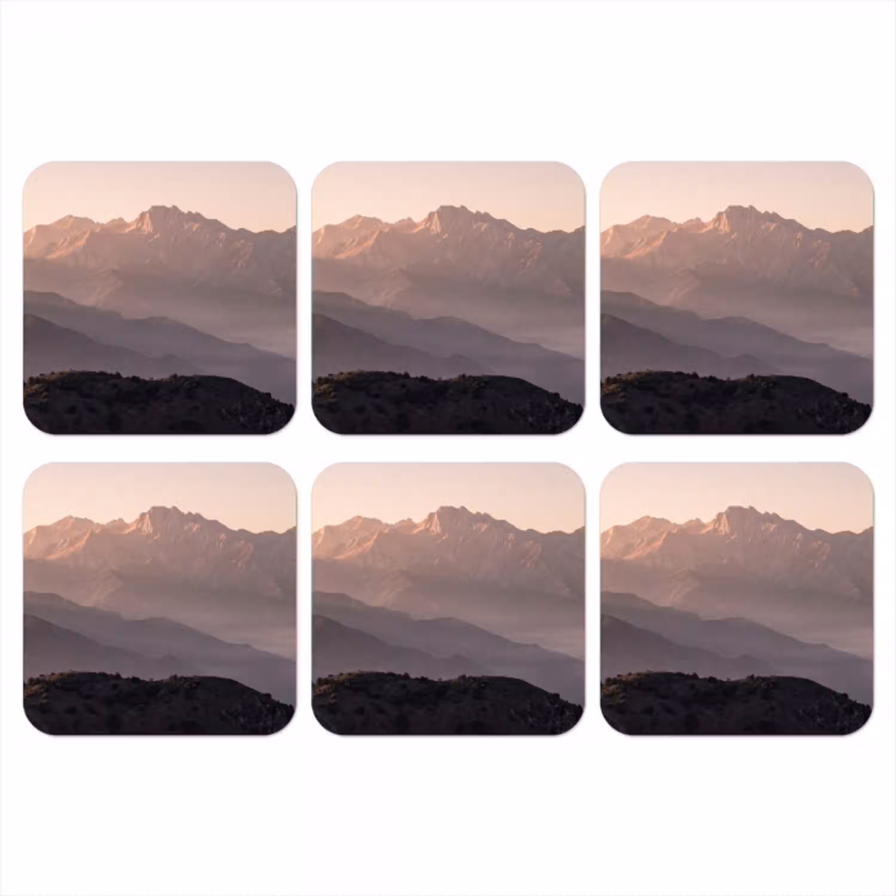 Panorama - Landschap - Bergen onderzetter kurk middel -3d