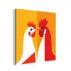 Kippen - Oranje - Vlakken aluminium wit klein -3d