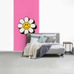 Smiley - Bloem - Roze fotobehang vinyl groot -slaapkamer