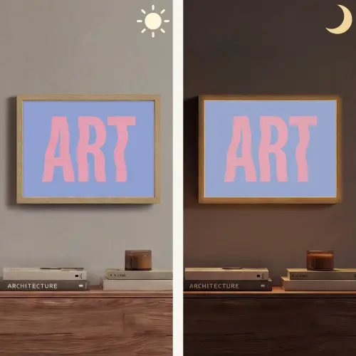 Art - Roze - Blauw Light Box met batterij (Wandlamp) middel -sfeer3