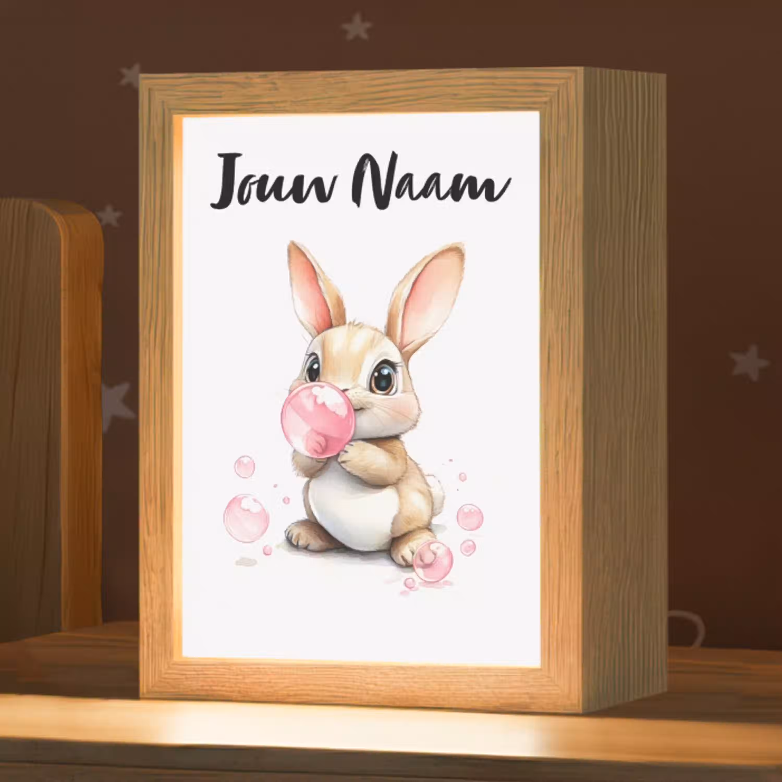 Konijn - Roze - Bellen Light Box met kabel (Kinderlampje) klein -zzz_3d_website