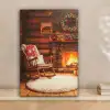 Winter - Kerst - Huis - Openhaard canvas 2cm klein -sfeer1