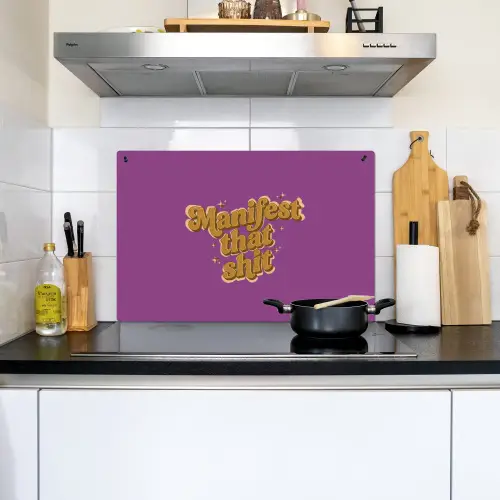 Manifest that shit - Paars - Glitter Inductie beschemer met haakjes klein -sfeer2