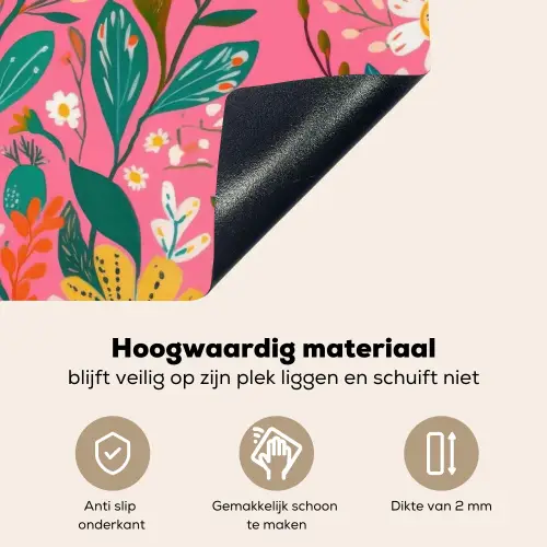 Roze - Bloemen - Wit - Oranje Inductie beschemer met haakjes klein -ky-onderkant-nl