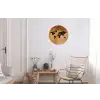 Wereldkaart - Bruin - Kaart Wandcirkel aluminium klein -woonkamer