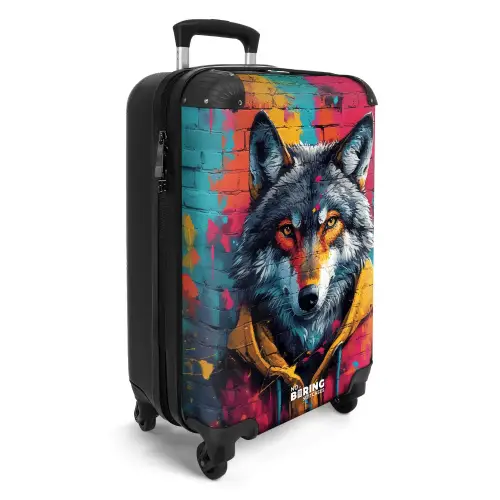 Kleurrijke vos met jas in graffiti stijl NBS - Handbagage koffer - Kinderen Unisex middel -productfoto_3d