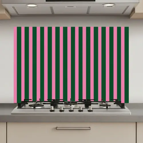 Verticale strepen - Groen - Roze keuken achterwand spatscherm klein 900 -3d_website