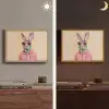 Grijs - Konijn - Blouse - Strik Light Box met batterij (Wandlamp) middel -sfeer3