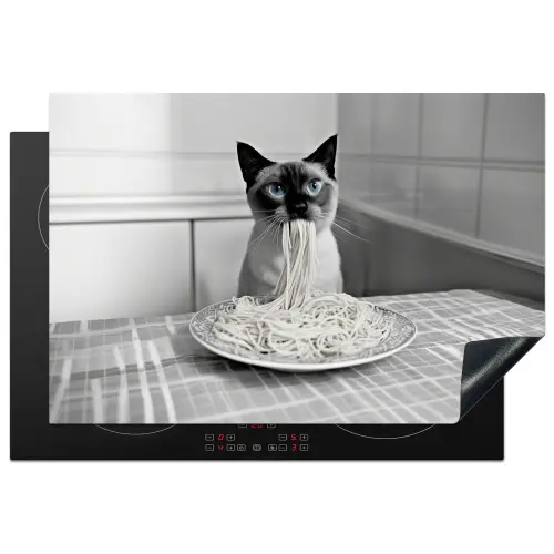 Kat - Siamees - Zwart Wit - Schattig - Dieren Inductie beschermer vinyl 3mm klein -3d