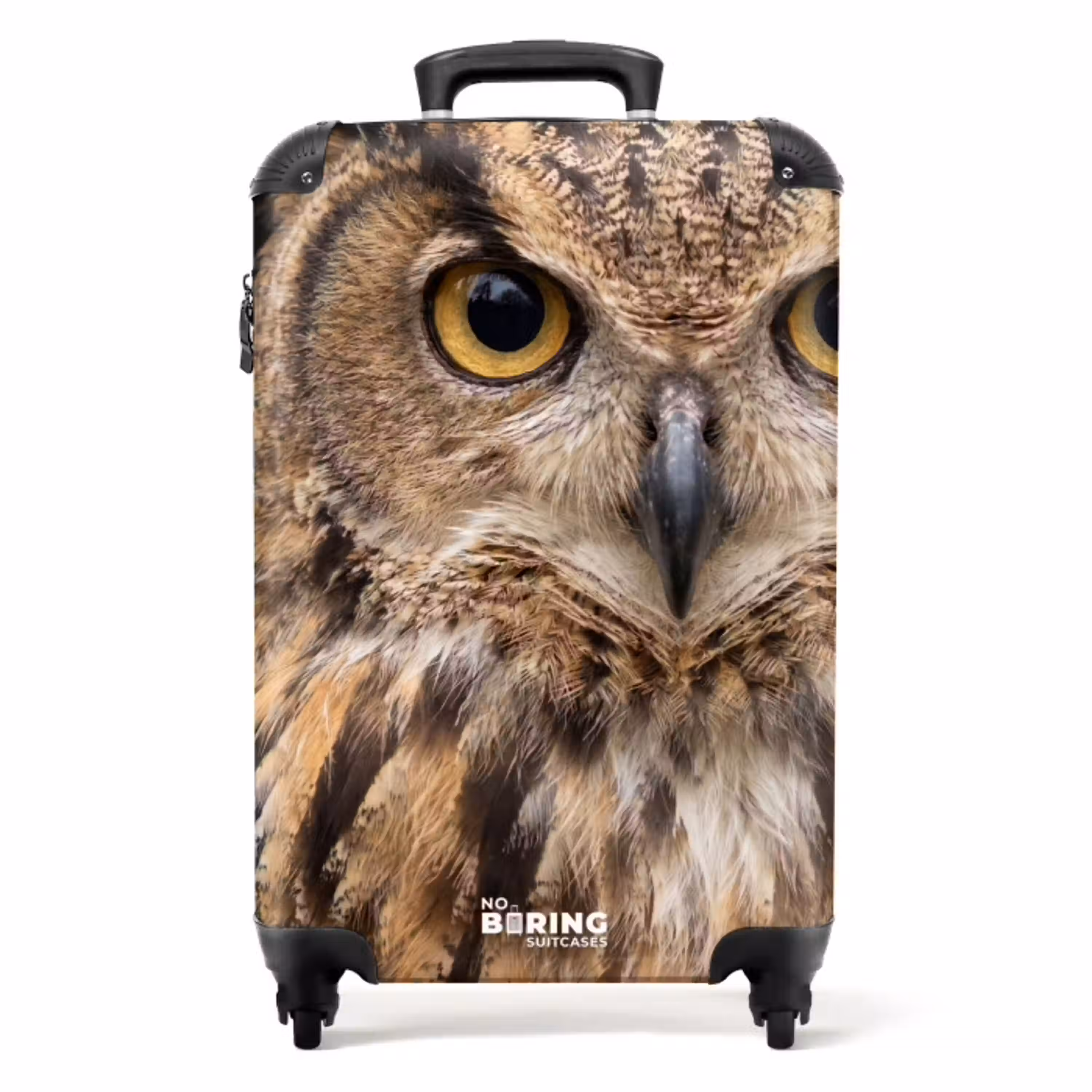 Oehoe - Uil - Portret - Bruin NBS - Handbagage koffer - Volwassenen Unisex middel -productfoto_recht