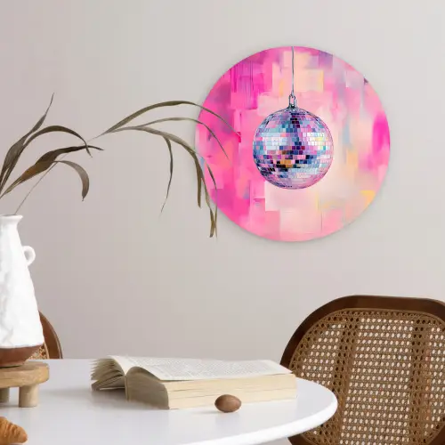 Discobal - Pink - Verf Wandcirkel plexiglas klein -sfeer4