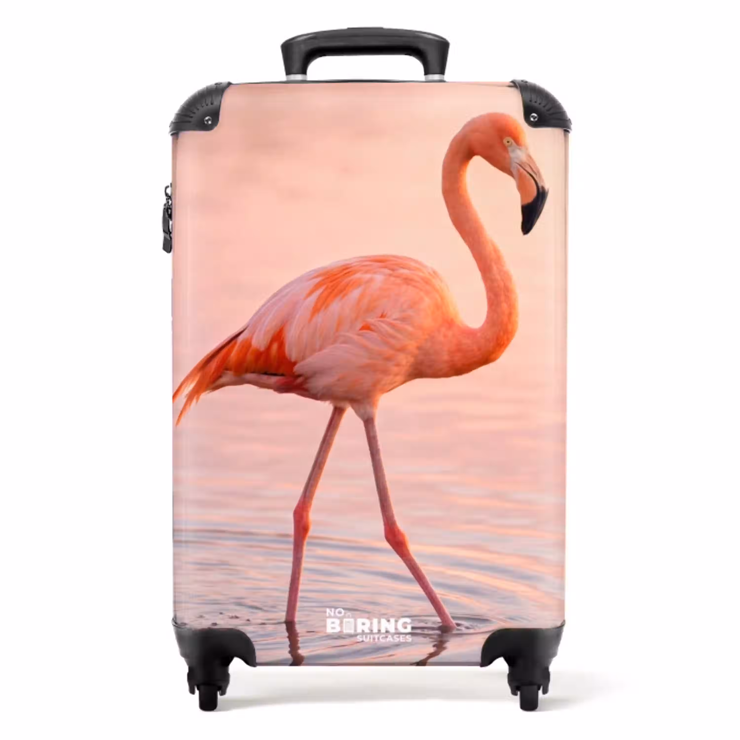 Flamingo - Water - Roze NBS - Handbagage koffer - Volwassenen Unisex middel -productfoto_recht