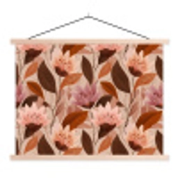 Bloemen - Bladeren - Bruin textielposter latten blank klein 122 -3d