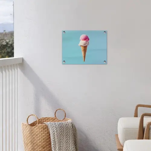 Bolletjes - Schepijs - Hoorntje - Blauw tuinposter los doek klein -sfeer8