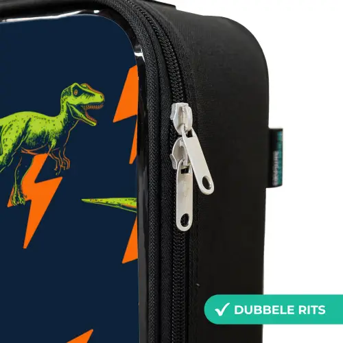 Dinos - Bliksem - Dieren - Blauw Kinderkoffer - Zwart klein -rits_NL