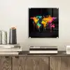 Wereldkaart - Verf - Kleurrijk - Graffiti - Wereld plexiglas 5mm klein -sfeer1