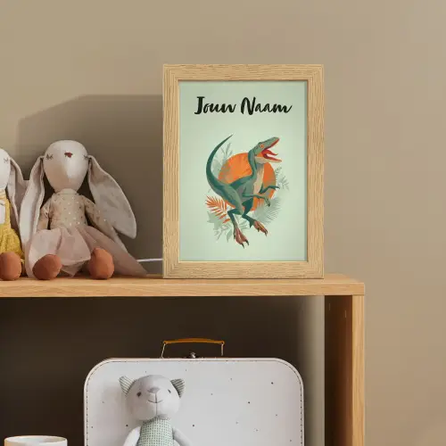 Dino - Bladeren - Grafisch - Groen Light Box met kabel (Kinderlampje) klein -sfeer2_kind