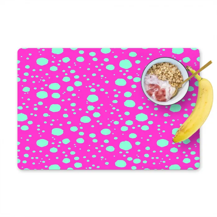 Stippen - Mint - Neon - Fuchsia Placemat vinyl groot 368 -zzzproduct_Kitchenyeah-website