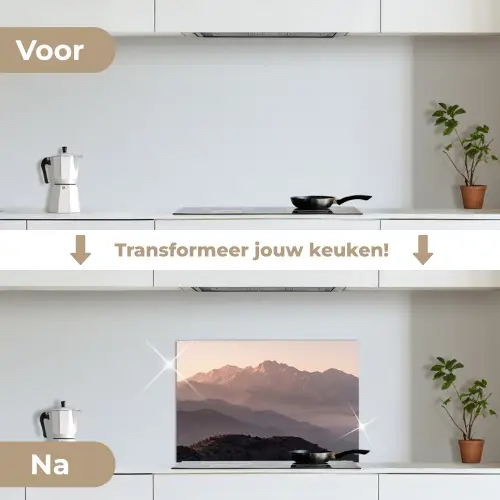 Panorama - Landschap - Bergen keuken achterwand spatscherm klein -voor_na_NL
