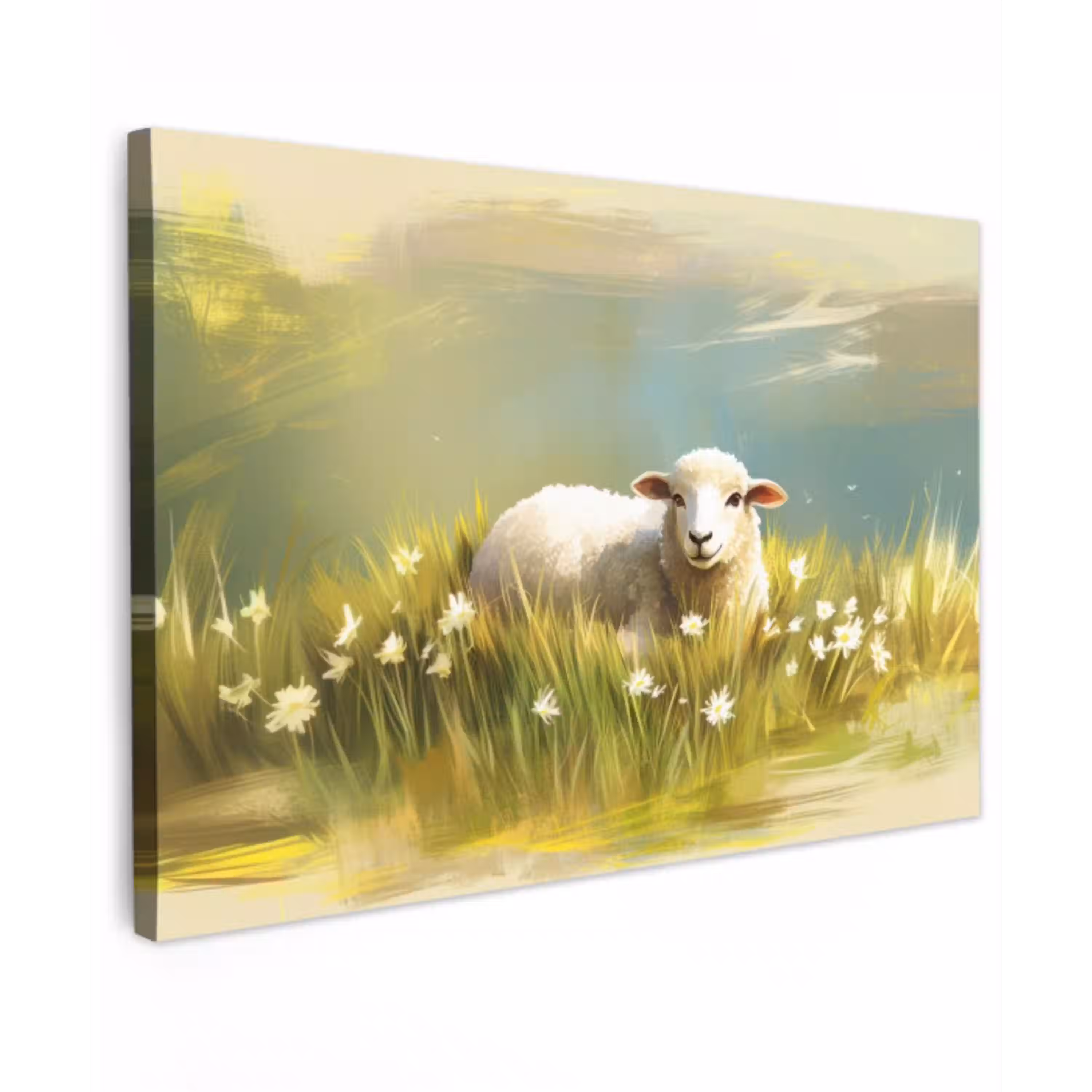 Schaap - Weide - Groen Tuinposter op houten frame 2 cm dik klein -3d