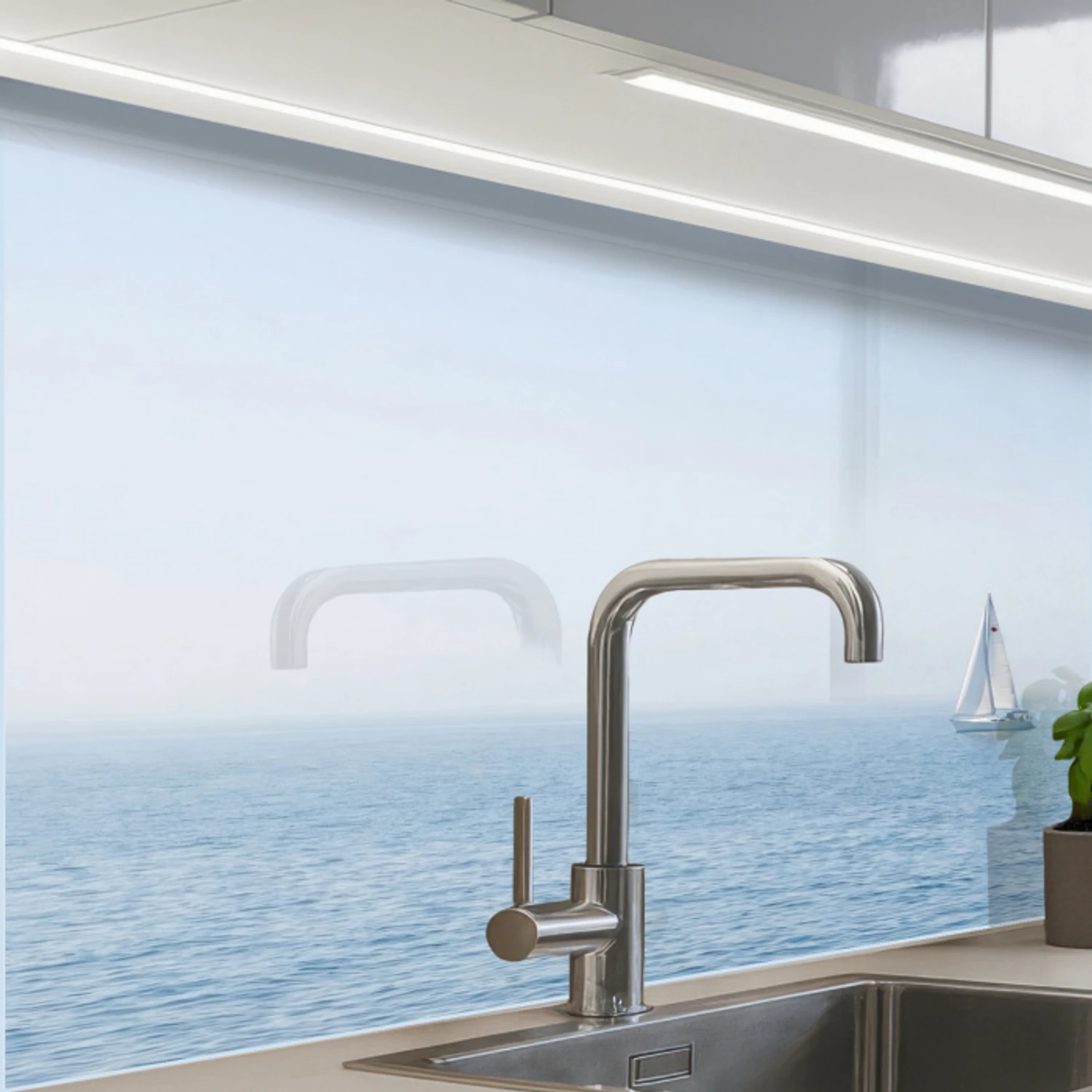 Horizon - Zeilboot - Zee keuken achterwand 2 middel -zzzz3d_schuin