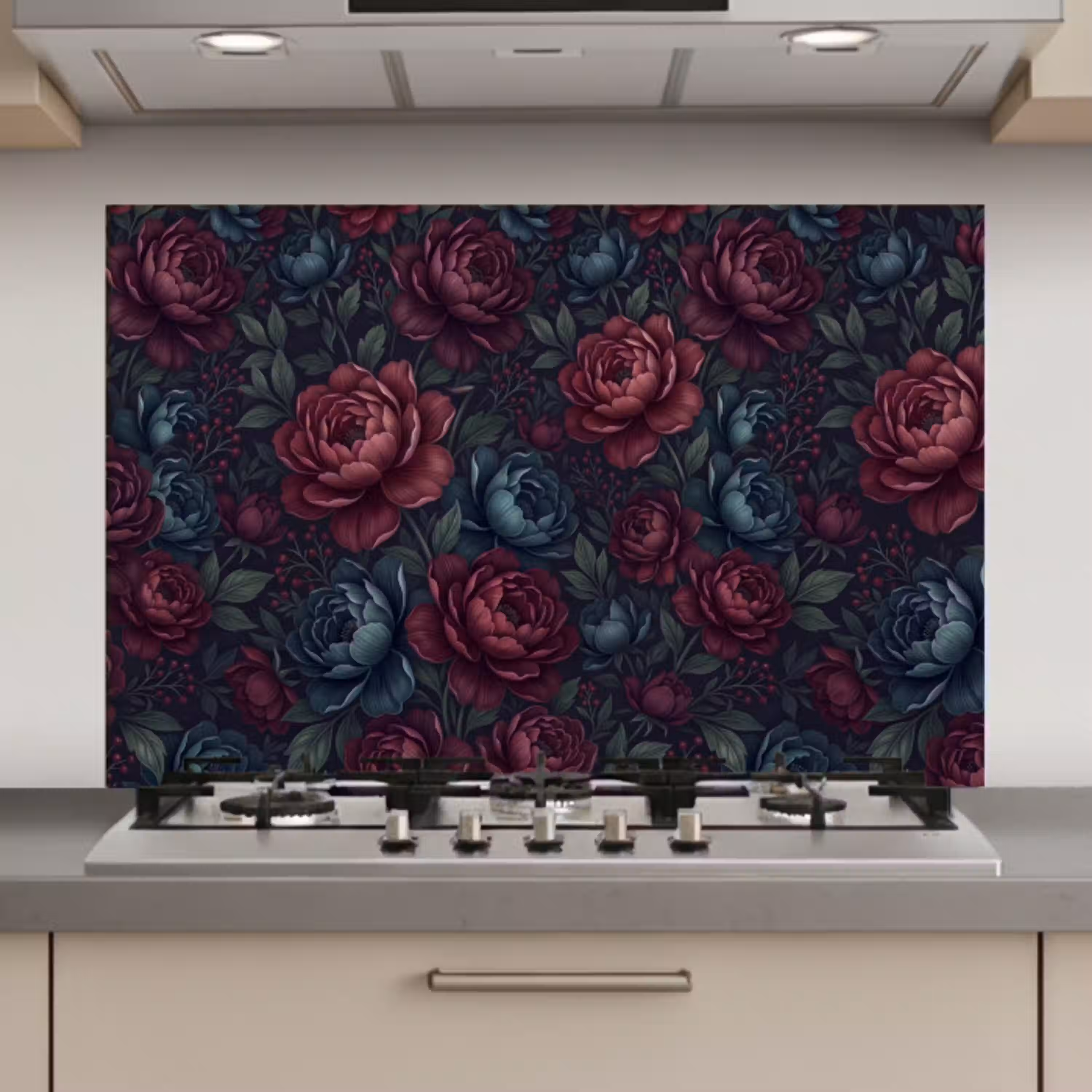 Bloemen - Patroon - Natuur - Klassiek - Donker keuken achterwand spatscherm klein -3d_website