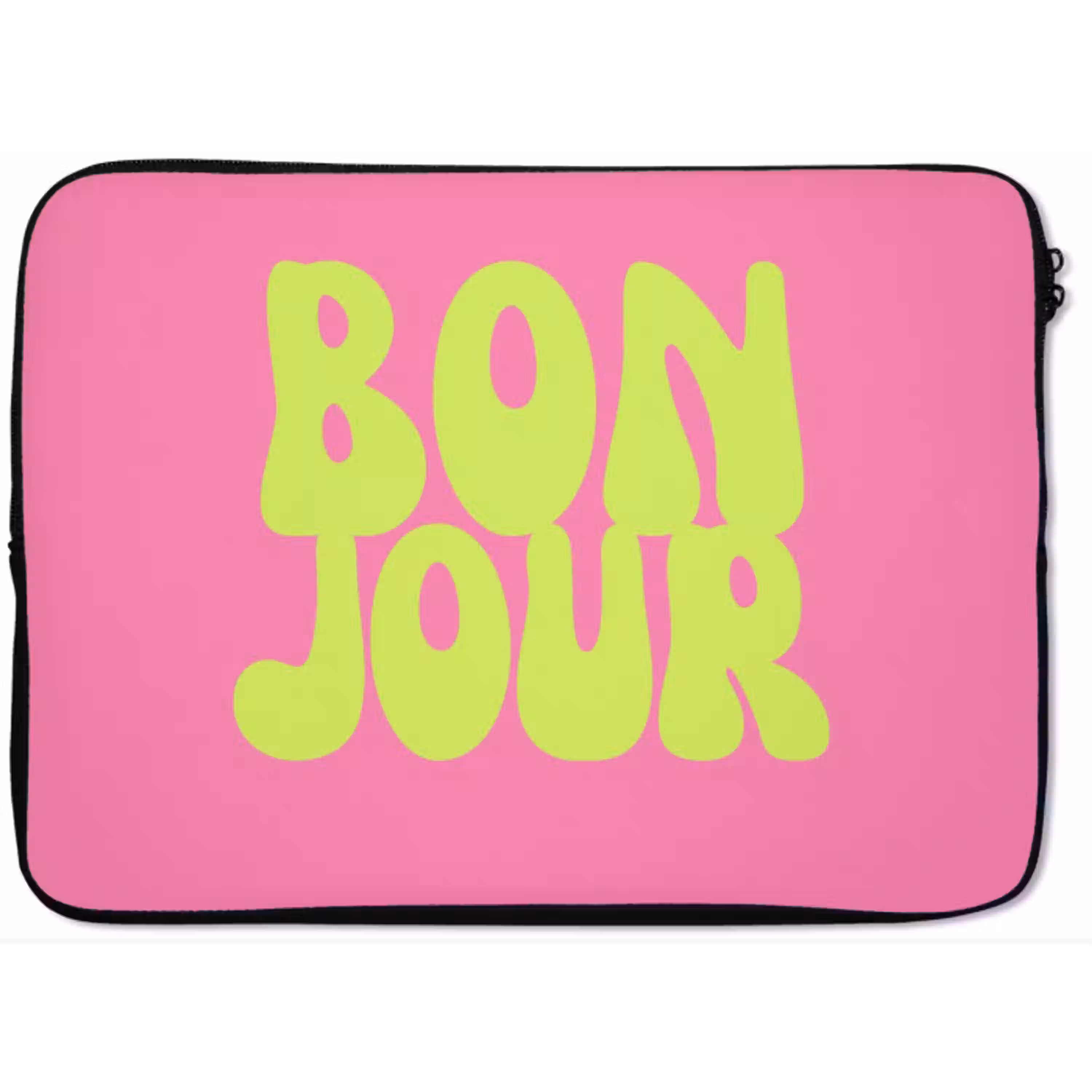Bonjour - Roze - Fel groen laptophoes neopreen klein -zkaufland3dotto