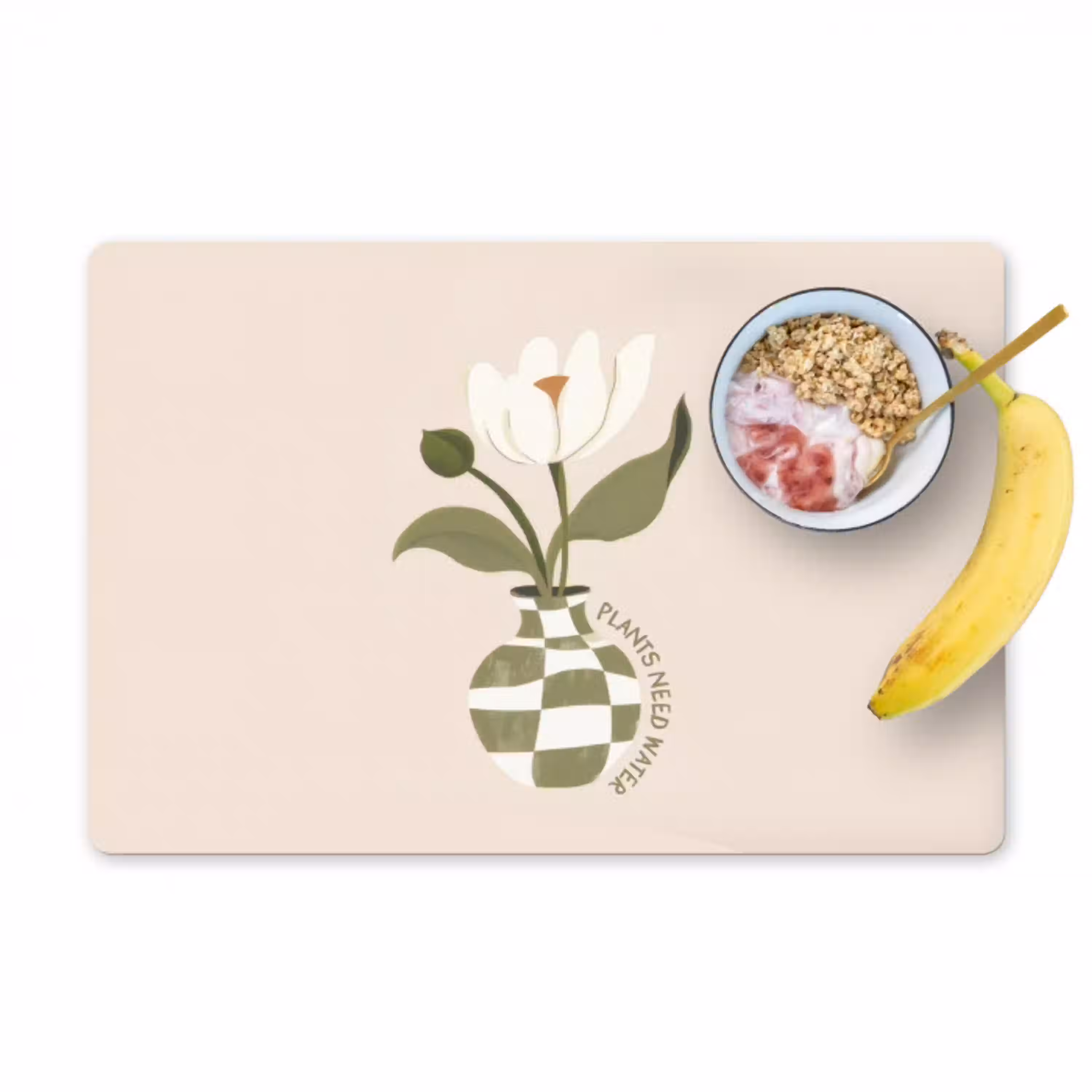 Bloem - Wit - Vaas - Quote Placemat vinyl groot -zzzproduct_Kitchenyeah-website