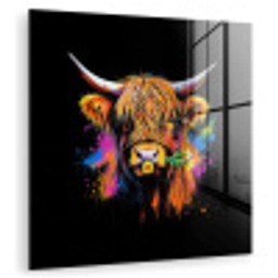 Schotse Hooglander - Graffiti - Kleurrijk - Bloem - Dieren plexiglas 5mm klein -zzzproduct_nieuw