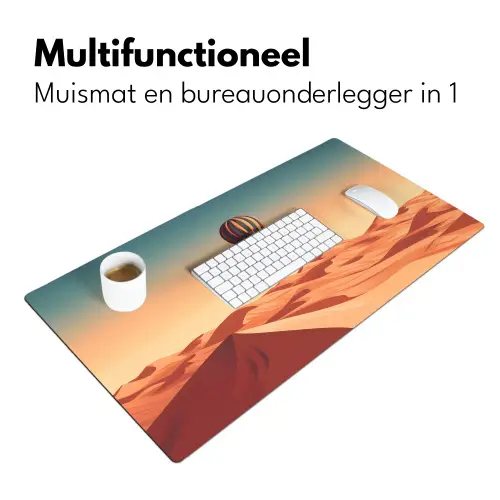 Luchtballon - Woestijn - Zonsondergang - Blauw Muismat XXL klein -sfeer4