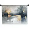 Kunst - Grijs - Goud - Abstract Wandkleed katoen klein -zz3d
