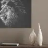 Zwart Wit - Leeuw - Kop - Dieren PET vilt klein -sfeer6_closeup