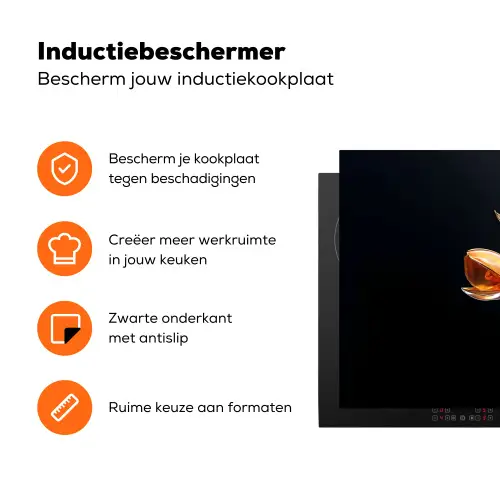 Bloem - Orchidee - Oranje Inductie beschermer vinyl 3mm klein -zzzzzzz-td-ups