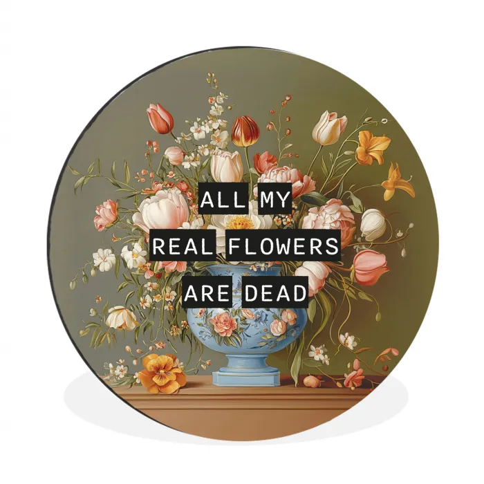 Bloem - Quote - Vintage - Art Wandcirkel aluminium klein -3d