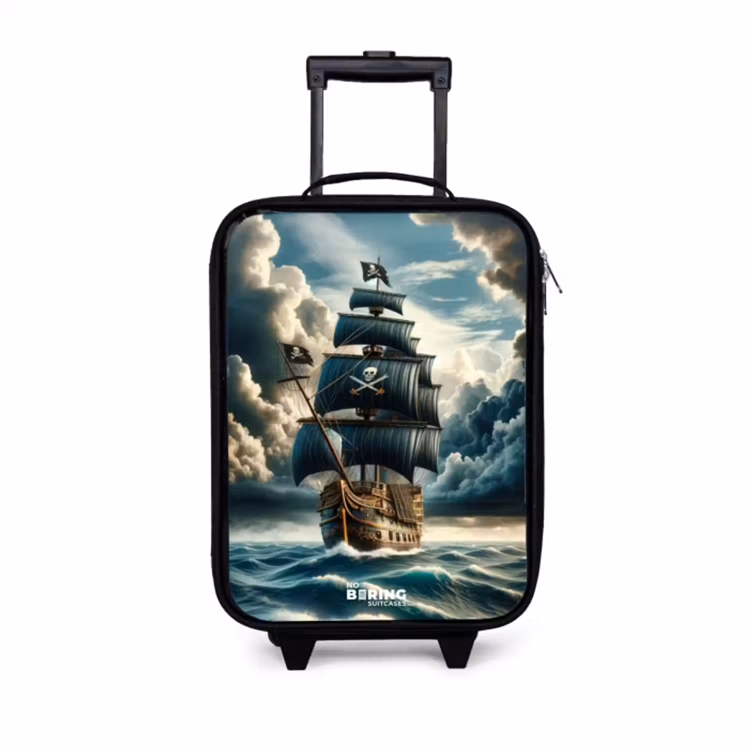 Kinderkoffer - Zwart - Piratenschip op een woeste zee