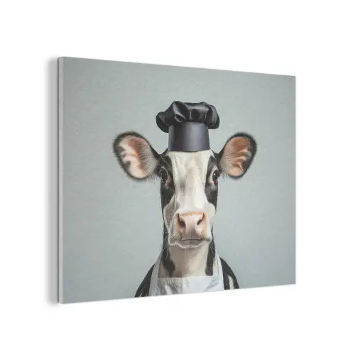 Koe - Zwart - Wit - Kok PET vilt klein -3d