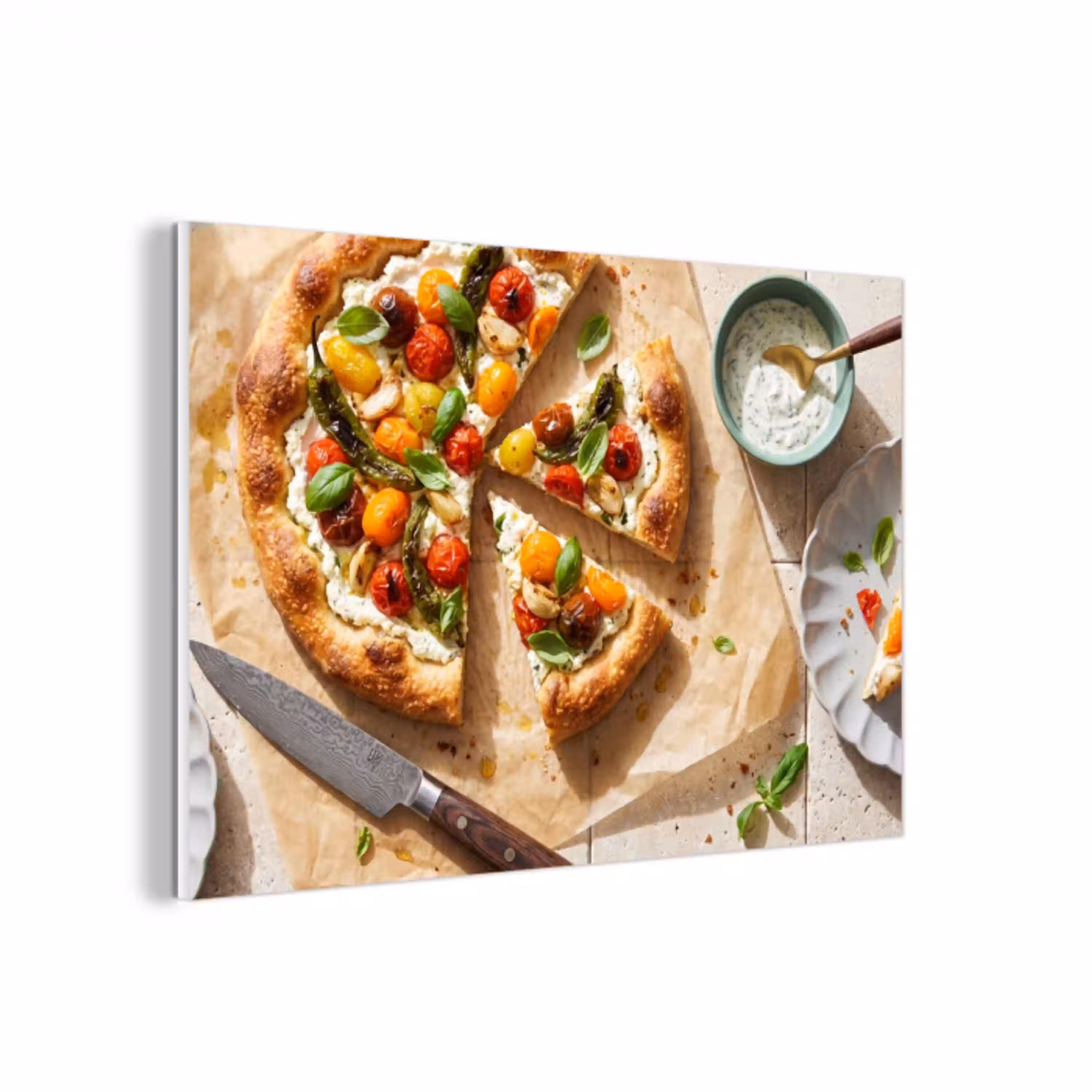 Eten - Tomaten - Basilicum - Maaltijd - Vers forex 5mm xxl -3d
