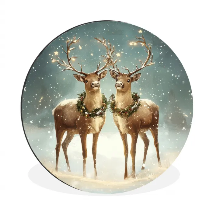 Kerstmagie - Winterwoud - Rendier Wandcirkel aluminium klein -3d