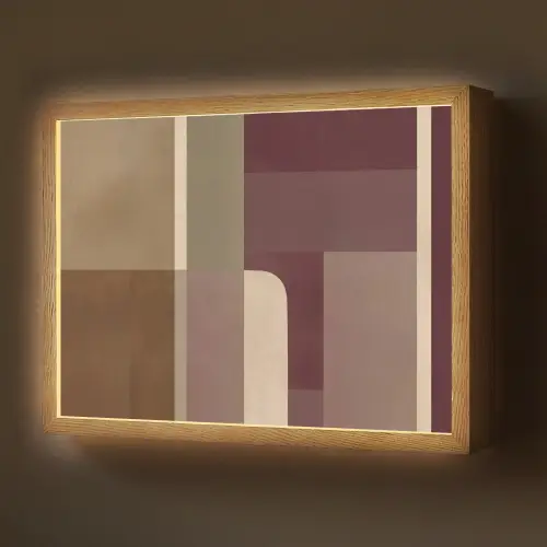 Vlakken - Abstract - Bordeaux - Lijnen Light Box met batterij (Wandlamp) middel -z3d_website