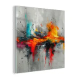 Moderne kunst - Oranje - Grijs - Abstract plexiglas 5mm klein -z3d