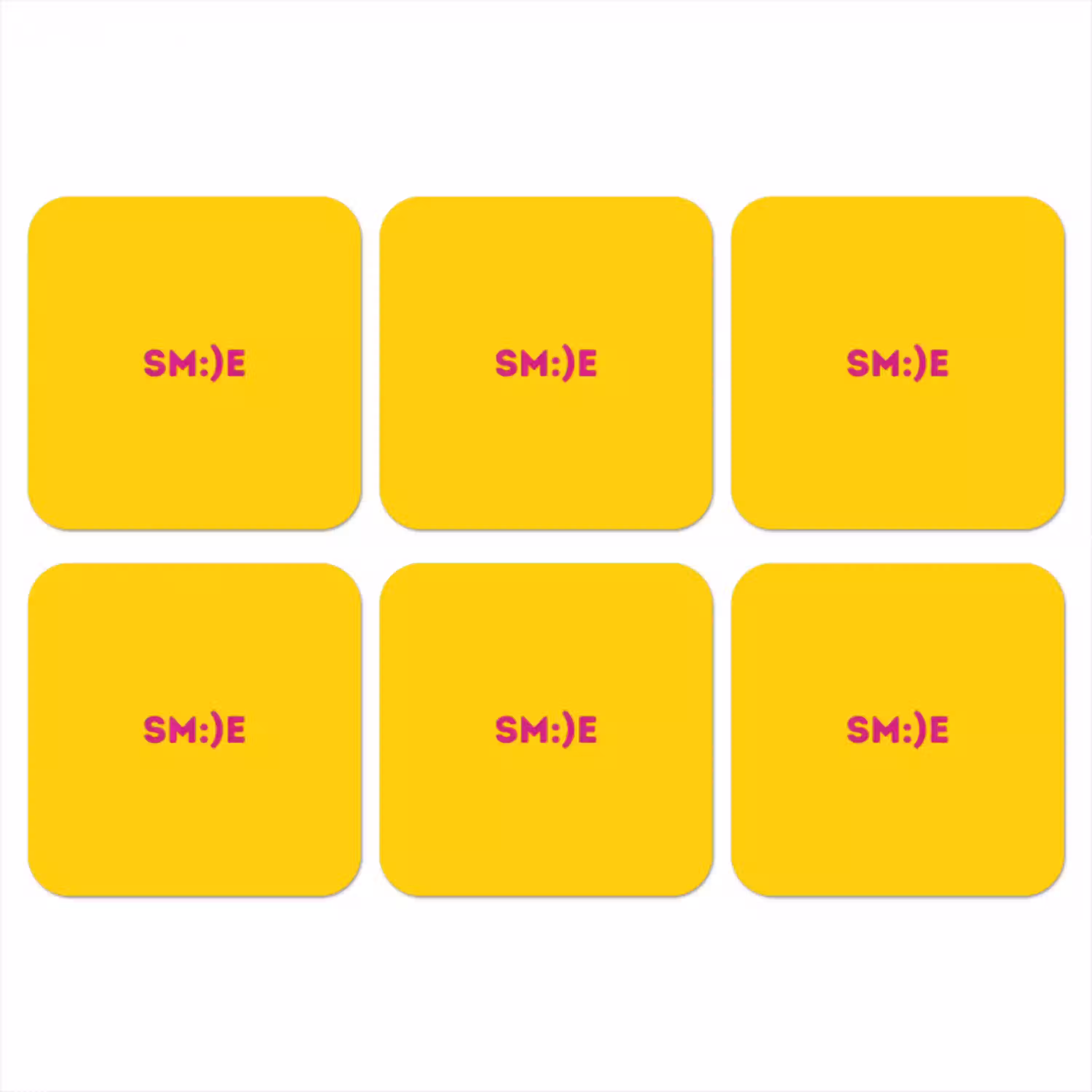 Smile - Roze - Geel onderzetter kurk middel -3d