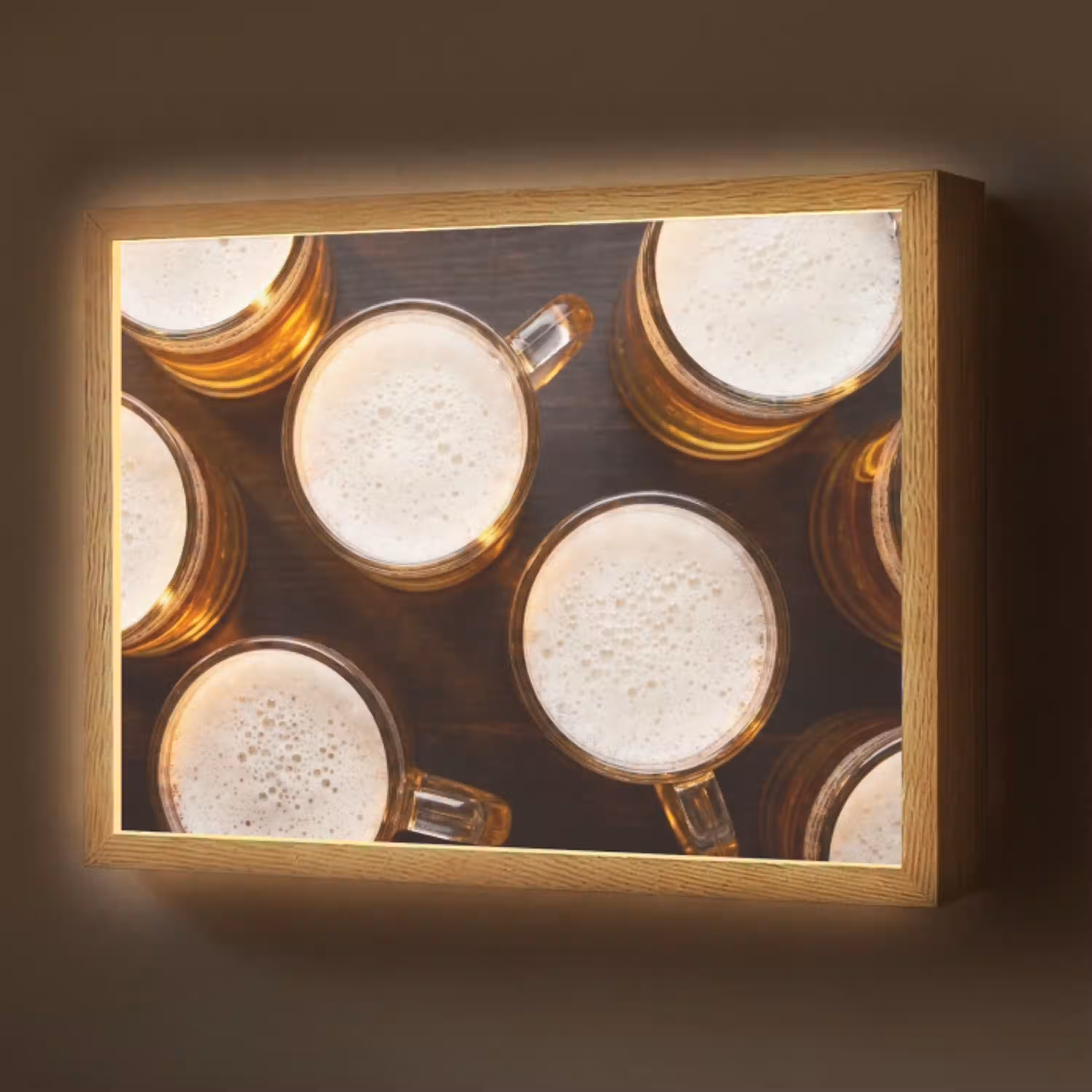 Bier - Glazen - Schuim - Hout - Drank Light Box met batterij (Wandlamp) middel -z3d_website