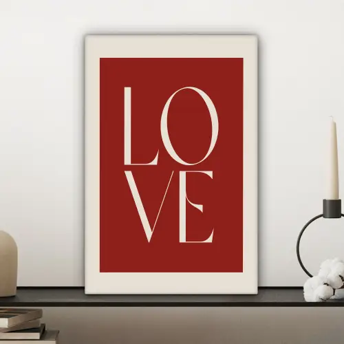 Love - Rood - Minimalistisch canvas 2cm klein -sfeer6